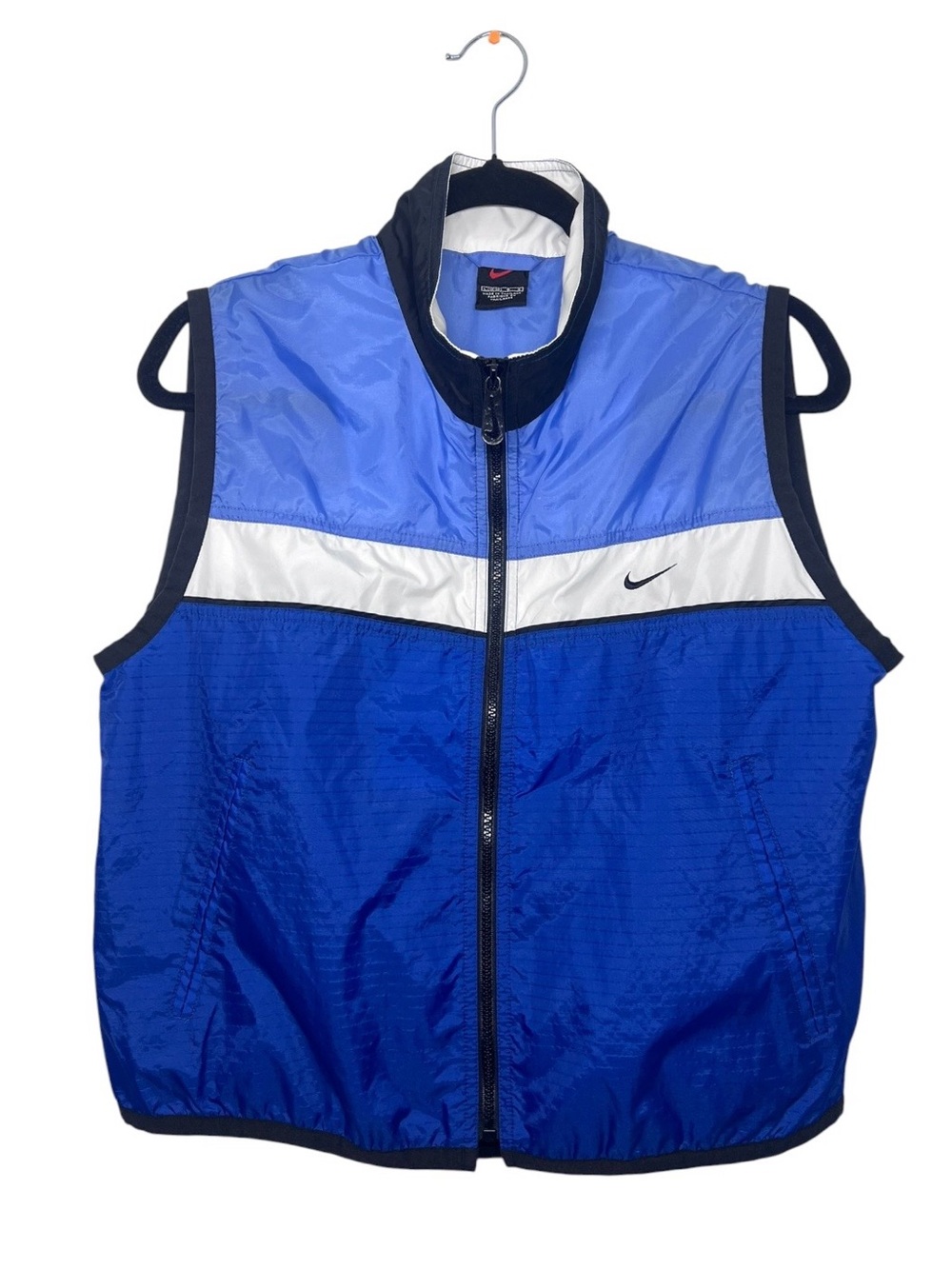 VTG Nike Y2K Windbreaker Vest Blue Colorblock Gorpcore Youth L / XS
